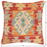 handmade Traditional Pillow Rust Blue Hand-made SQUARE 100% WOOL Hand woven turkish pillow2' x 2'
